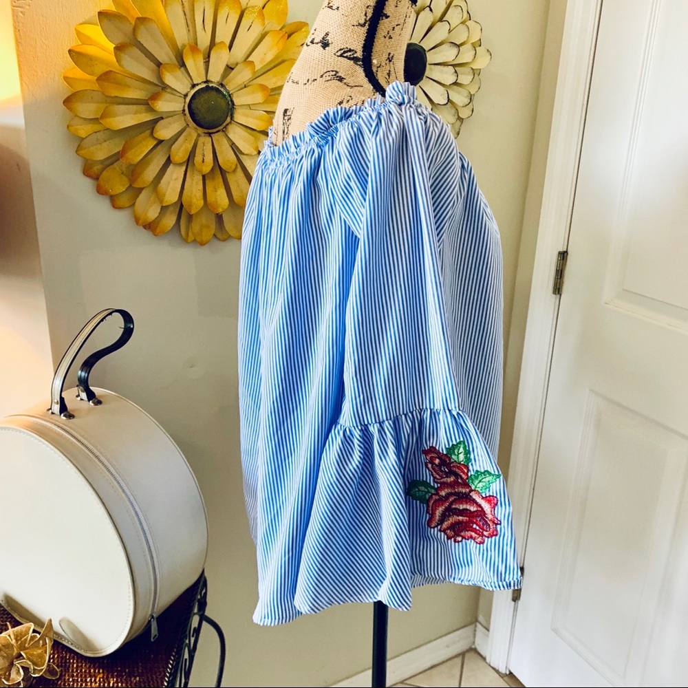 J Gee off the shoulder stripe blouse sz XL - Picture 2 of 4